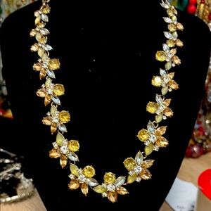 Anne Klein floral crystal necklace in gold tone